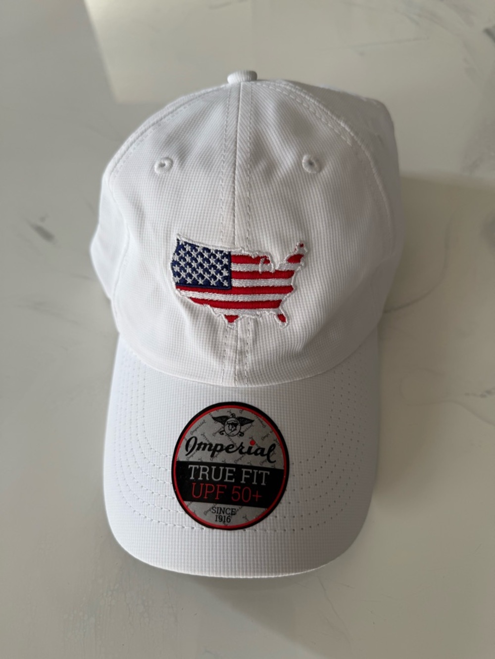 Imperial White Hat with American Flag Patch